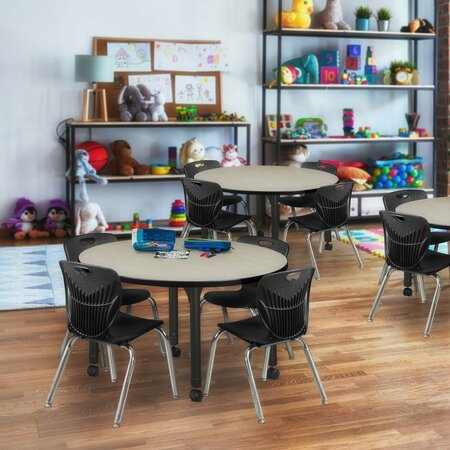 REGENCY Tables > Height Adjustable > Round Mobile Table & Chair Sets, 42 X 42 X 23-34, Maple TB42RNDPLAPCBK45BK